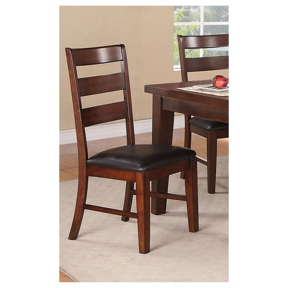 Walnut Dining Chairs Set of 2, Solid Wood Ladder Back Chairs, Upholstered Cushion Seats, Antique Finish, Kitchen Chairs, Home Decor