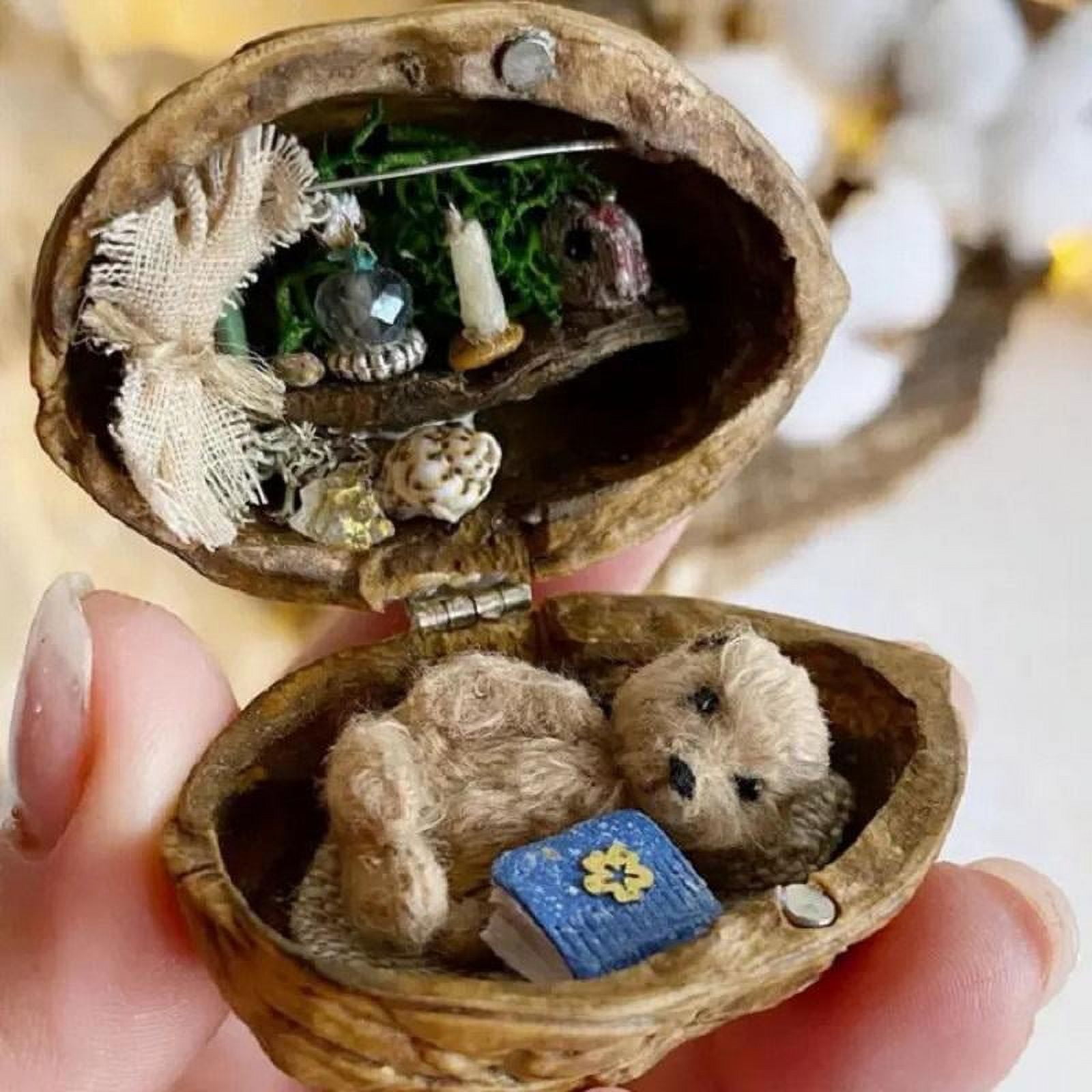 Walnut Dollhouse Tiny World Inside Walnuts Resin Miniature Dollhouse ...