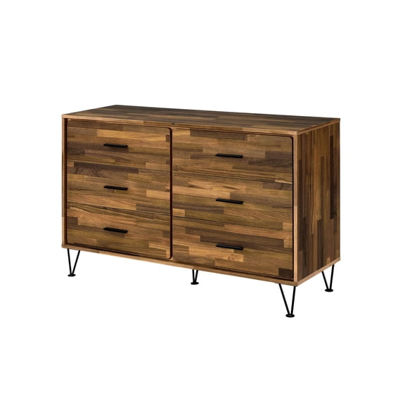 Walnut Dresser with 6 Drawers - Modern Bedroom Storage - 3/4 Extension Glides - Metal Legs - 21"L x 13"D x 5"H Drawers