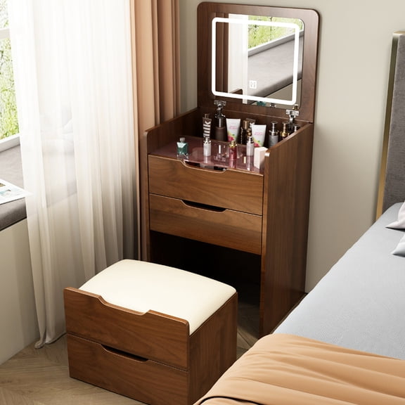 Walnut Dressing Table with White Finish / Sophisticated Look