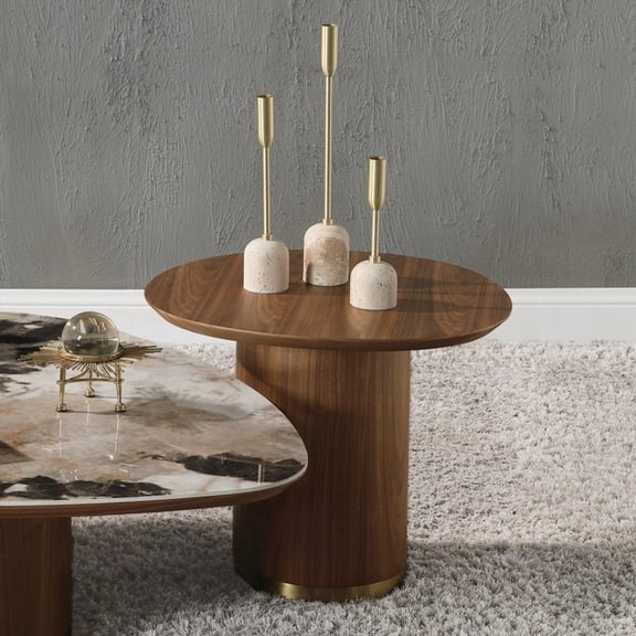 Walnut End Table with Pedestal | Stable & Sophisticated for Small Spaces