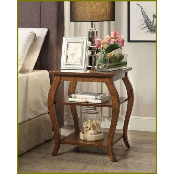 Walnut Finish Coffee Table with Wooden Cabriole Legs - 2-Tier Storage, Easy Assembly for Living Room