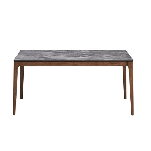 Walnut Finish Dining Table With Engineered Stone Surface - Elegant Function, Build Top Aesthetics, Quality