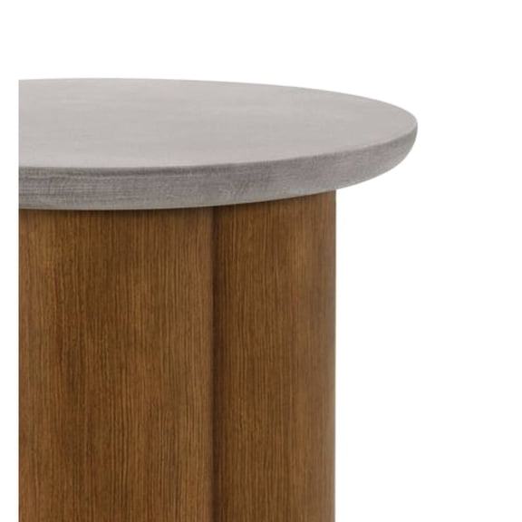 Walnut Finish Faux Concrete Top End Table / Functional Accent for Home