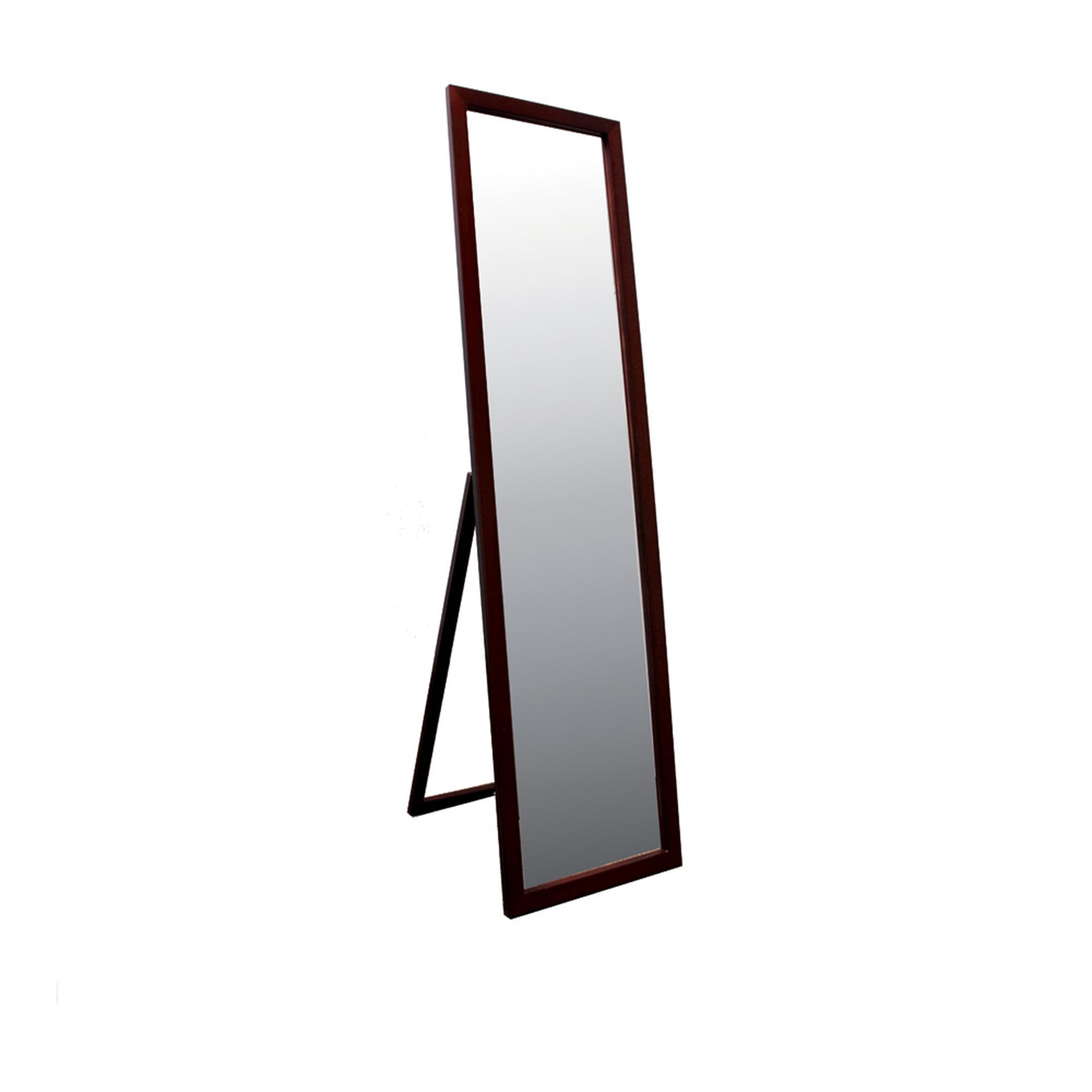 Traditional Walnut & Brown Wood Full-Length Freestanding Mirror