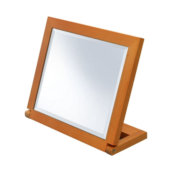 Walnut Finish Rectangle Adjustable Vanity Mirror