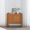 thumbnail image 1 of Walnut Finish Sideboard Cabinet with Rustic Storage Solutions for Entryway, Living Room & Kitchen, Space-Saving 33.9" Wide x 15" Deep, Adjustable Shelves & Durable Hinges, 1 of 9