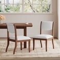 thumbnail image 1 of Walnut Finish Upholstered Dining Chairs Set of 2 - Traditional Fabric Side Chairs, 1 of 6