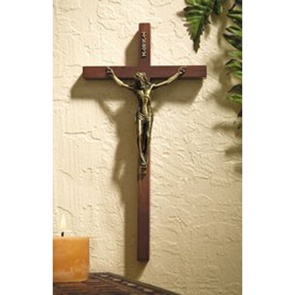 Walnut Finish Wall Crucifix