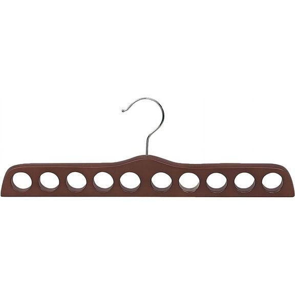 Walnut Finish Wood Scarf Hanger with 10 Holes and Chrome Hardware in 17 1/2" Length X 3/4" Thick, 1 Hanger
