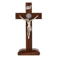 thumbnail image 1 of Walnut Finish Wood St Benedict Standing Crucifix Cross, 9 Inch, 1 of 2