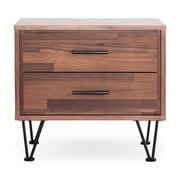 Walnut Finish with Black Metal Legs | Bedroom End Table Function | Displays Delicate Craftsmanship