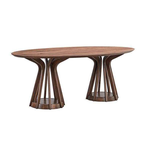 Walnut Finished Oval Table - Rubber Wood Leg Stability - Restaurant Gatherings - Simple to Install
