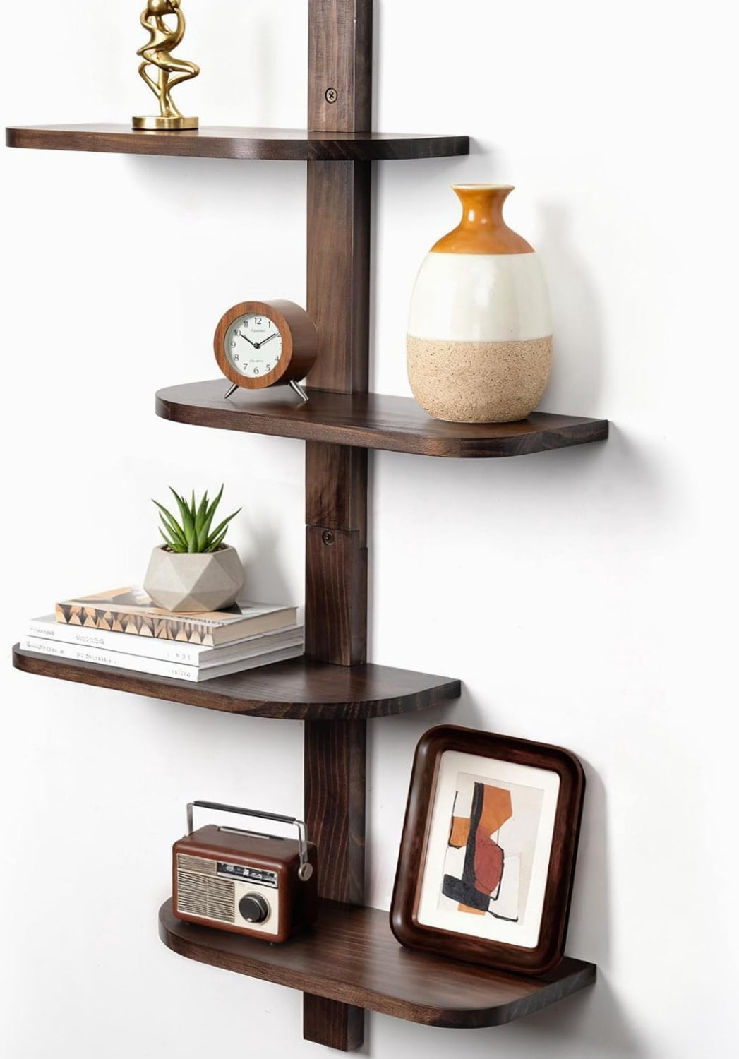Walnut Floating Shelves for Wall, Mid Century Modern Decor Shelf with ...