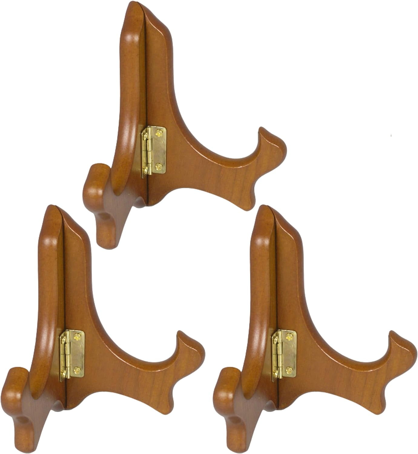 Walnut Folding 4" H Easels Display Stands Set Of 3 Ideal For Small