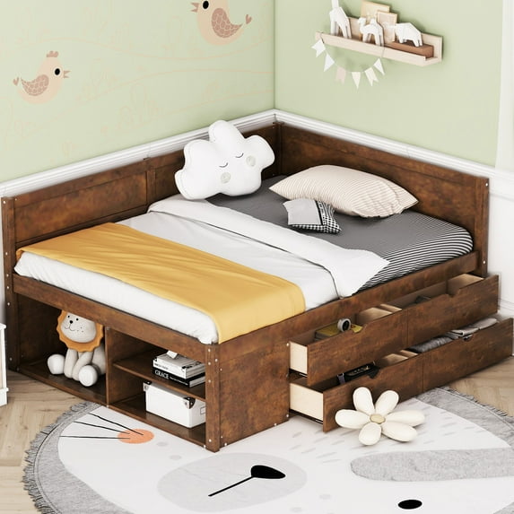 Walnut Full Daybed | Designed for Organizing Bed Linens and Games | Offers a Sturdy and Comfortable Resting Place
