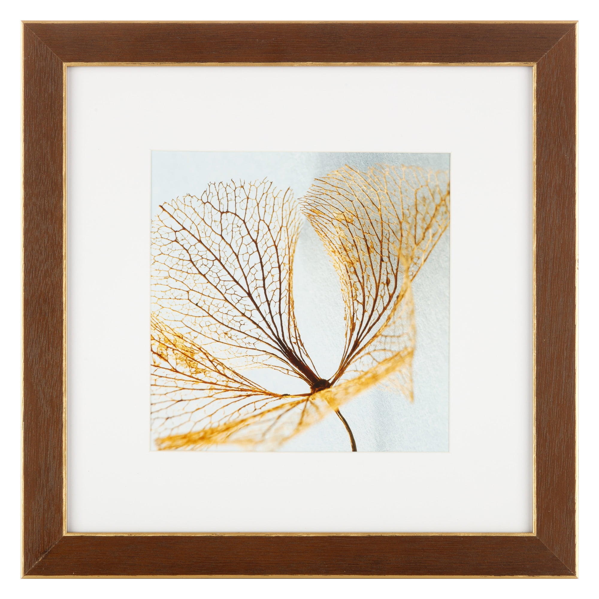 Walnut and Gold Trim 12" x 12" Frame with Mat