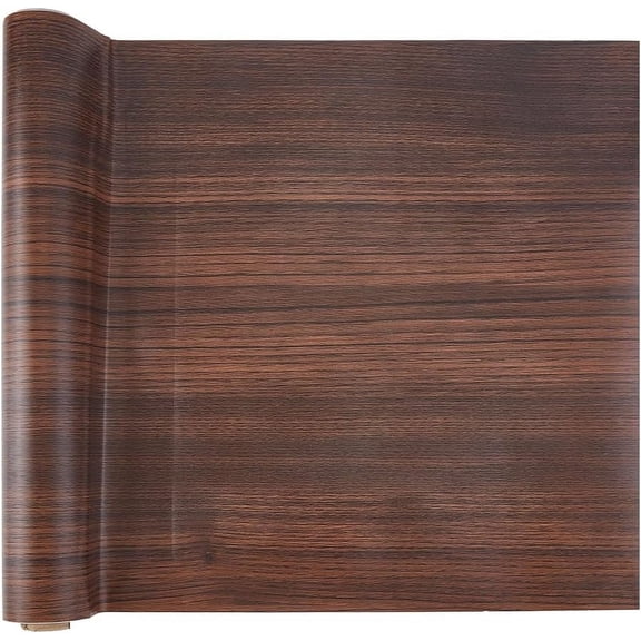 Walnut Grain Waterproof Table Cabinet Decal 10m/32.8ft Length Contact Paper Walnut Texture Vinyl Decorative Film 40cm Wide Matte Thickened Self-Adhesive Wallpaper Air Guide Design Brown