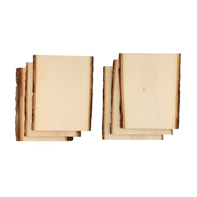 Medium Basswood Planks with Live Edge Bark, Set of 6