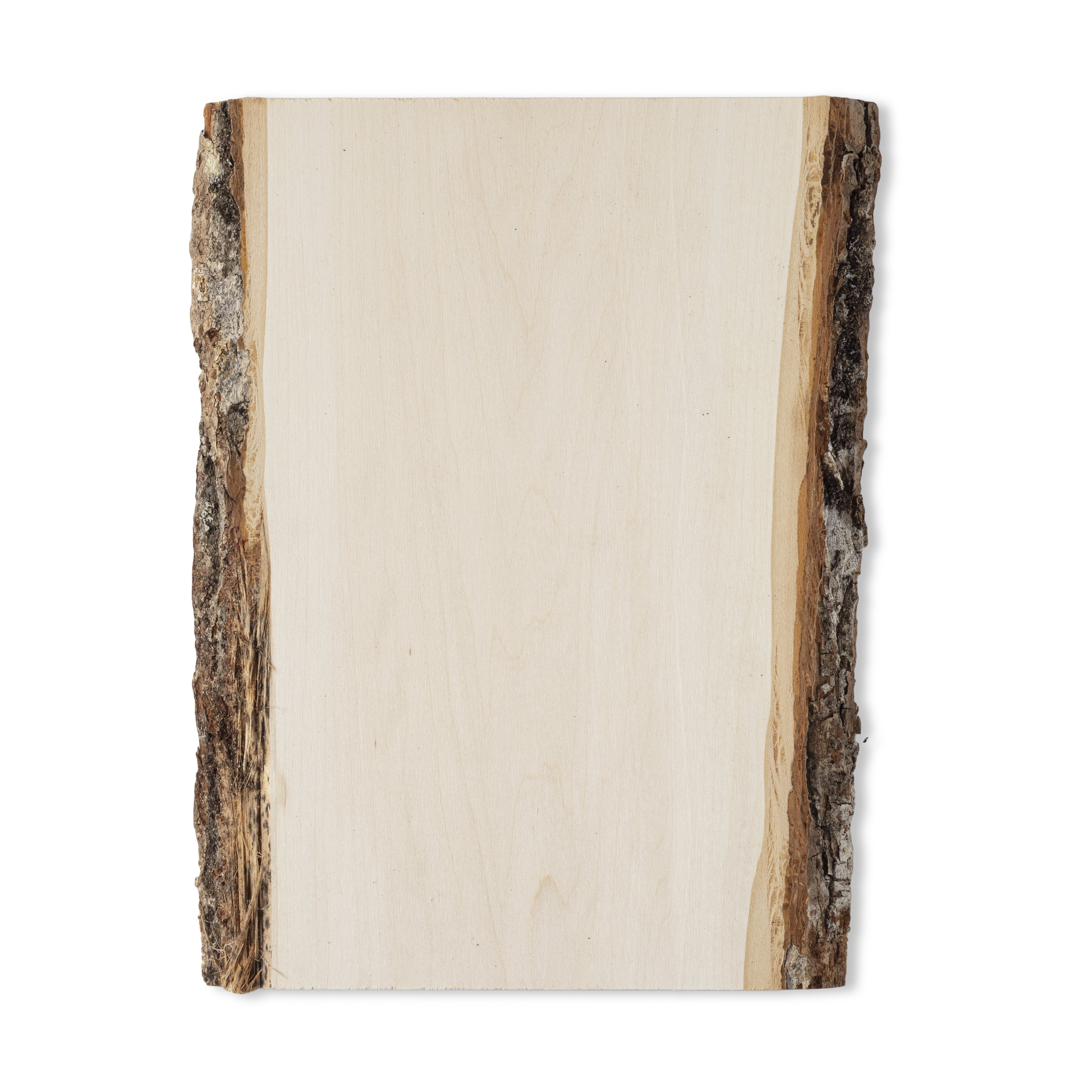 Natural Basswood Rectangle Plaque with Bark Edges