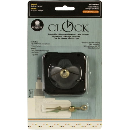 Walnut Hollow Clock Movement with Hands - For 1/4'' Thick Surface