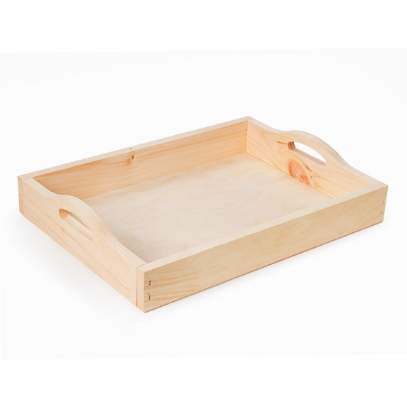 Walnut Hollow Pine Rectangle Serving Tray W/Handles-15"X11"X2.88"