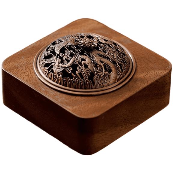 Walnut Incense Burner Zen Aroma Diffuser With Lid For Home Decor Chinese Style