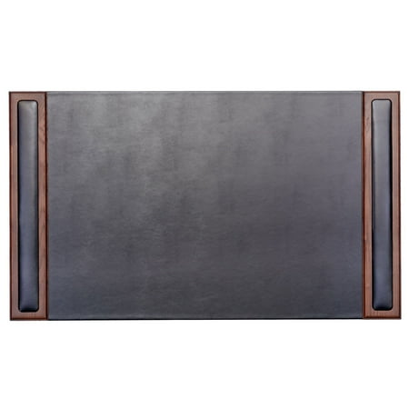Walnut & Leather 34 x 20 Side-Rail Desk Pad
