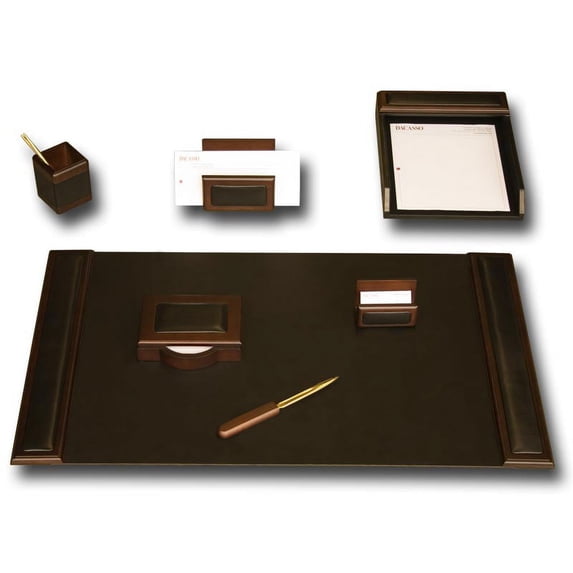 Walnut & Leather 7-Piece Desk Set