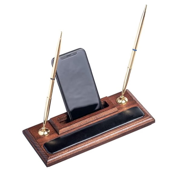 Walnut & Leather Cell Phone Holder Pen Stand