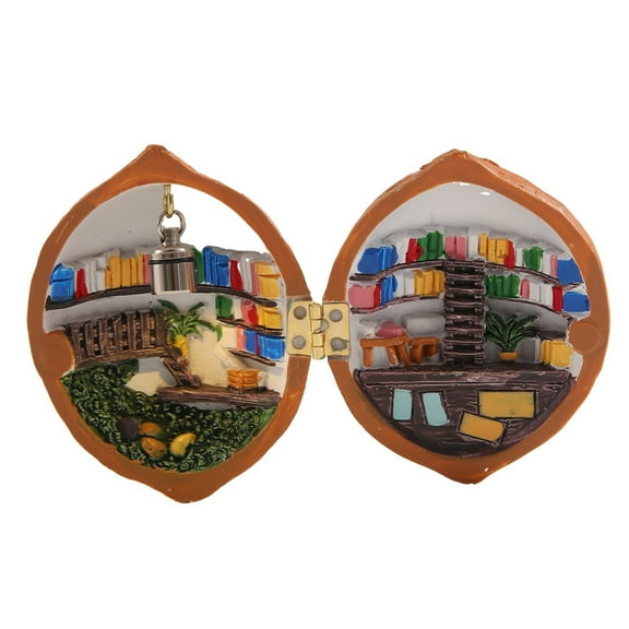 Walnut , Library,Handmade Walnut Doll House, Resin Nut Secret 3D Scene,Resin Miniature,A