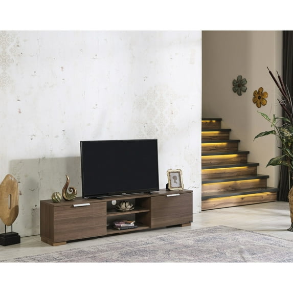 Walnut Look - Store Audio Equipment - Home Office - 12 - inch Deep Mid - Century Unit