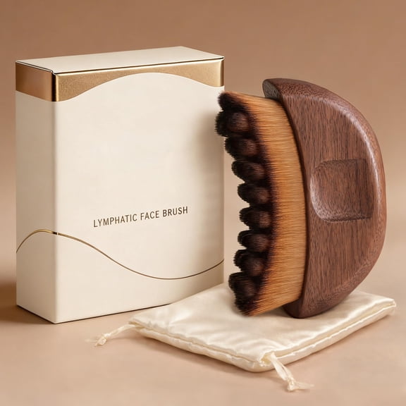 Walnut Lymphatic Brush Contour Facial Scraping Tool for Anti-Edema Treatment