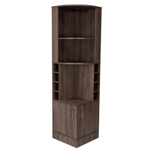 Walnut Main Hue - 8 Cubbies and Upper Shelf - Living Room Setting - Quality Furniture for Years