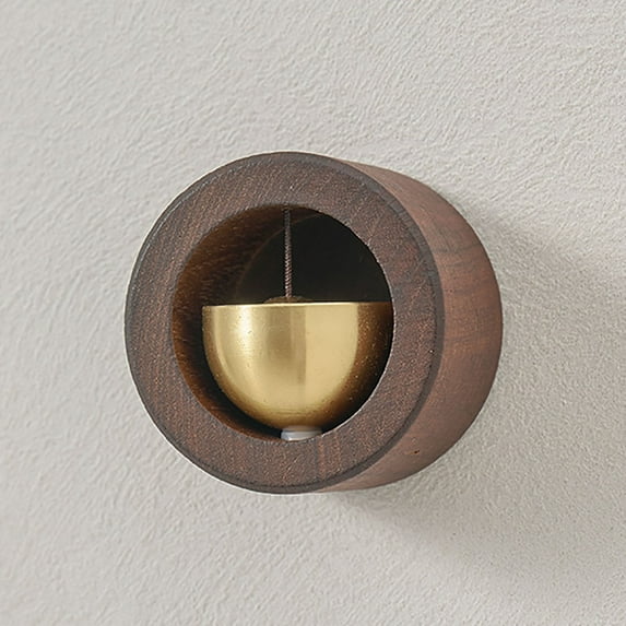 Walnut Mini Round Wind Chime, Premium Magnetic Doorbell, Dopamine-Style Entry Alert (Design F)
