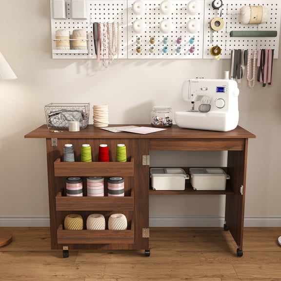 Walnut Modern Side Table with Walnut Surface & Steel Legs Living Room sewing kits, craft supplies, office essentials or kitchenware