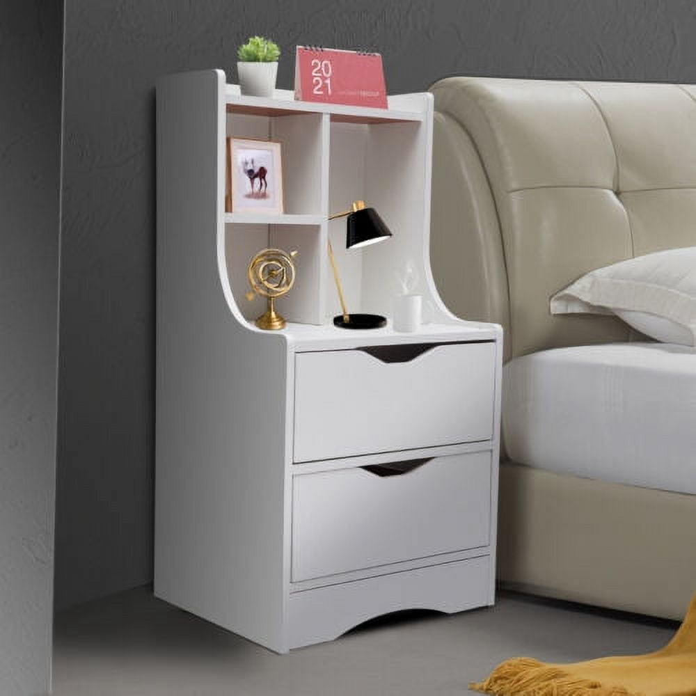 Walnut Nightstand Bedside Table with 2 Drawers Bed Side End Table ...