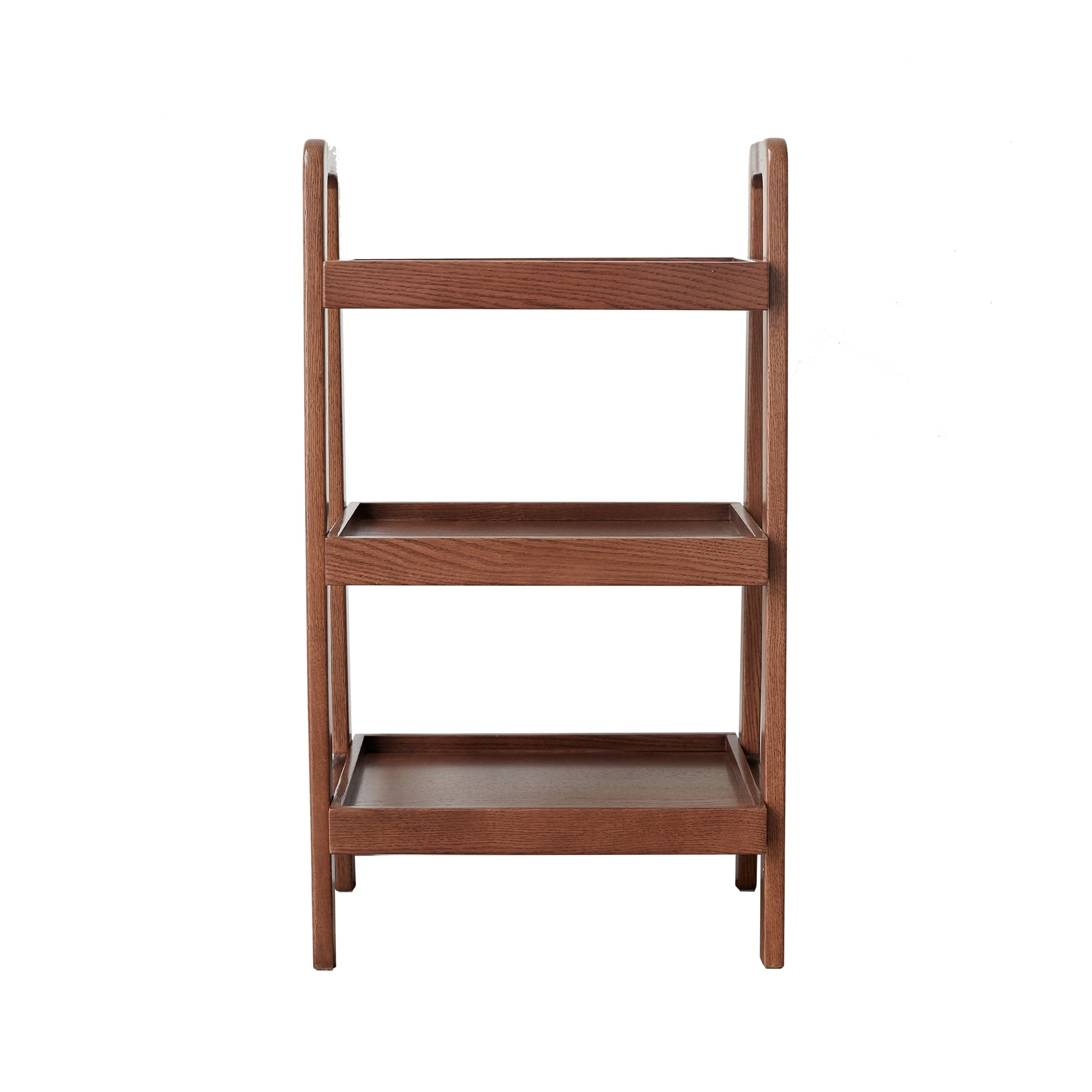 Walnut Oak Storage Bench, 3-Tier Beech Wood Entryway Shoe Rack, Solid Wood Multipurpose Organizer Shelf for Hallway Living Room Bedroom Bathroom Patio Kitchen