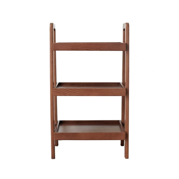 Walnut Oak Storage Bench, 3-Tier Beech Wood Entryway Shoe Rack, Solid Wood Multipurpose Organizer Shelf for Hallway Living Room Bedroom Bathroom Patio Kitchen