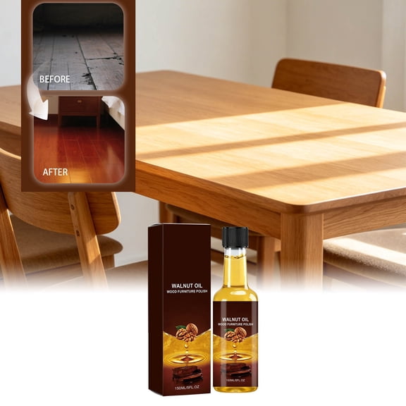 Walnut Oil Wood Polish 150ml Natural Wood Furniture Care Deep Nourish Restore Shine Scratch Repair Conditioner for Tables Chairs Cabinets Floor Safe Gentle Household Wood Maintenance Oil
