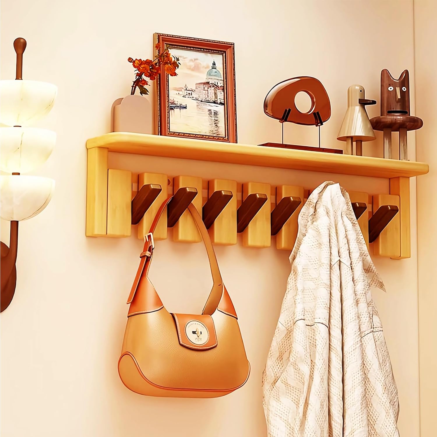 Walnut Paint- Hooks Wall Mounted Coat RackHooks Piano Key Hangers ...