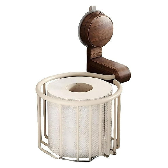 Walnut Paper Towel Holder: Heavy-Duty Suction-Cup Organizer for Kitchen & Bathroom, Retro Wood-Grain Tissue Rack on Tile/Glass—Tool-Free, Removable & Reusable Harlik