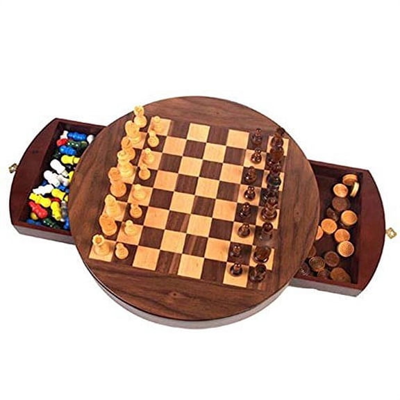 Walnut Round 3-in-1 Game Set
