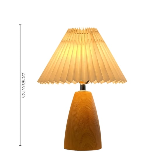 Walnut Shaped Desk Lamp With Pleated Shade, Faux Wood Grain Bedroom Bedside Table Lamp, Small Night Light With 3-Level Dimmable Brightness for Home Decor