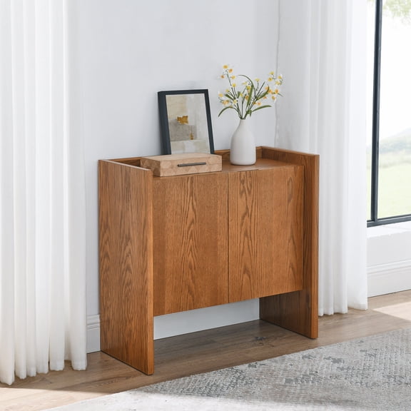 Walnut Sideboard Buffet Cabinet with Storage, Rustic Storage Cabinet for Entryway, Hallway, Living Room, Kitchen, Dining Room, 33.9L x 15D x 31.5H