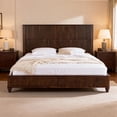 thumbnail image 1 of Walnut Solid Wood King Platform Bed Frame with Tall Headboard, Sturdy Natural Wood Bed, No Box Spring Required, 1 of 5