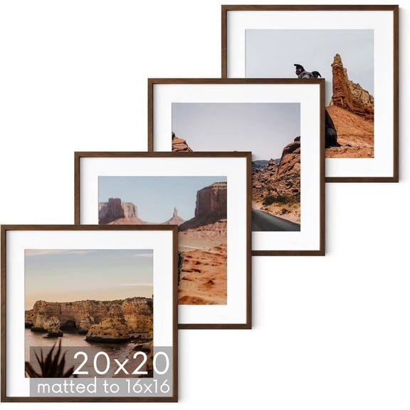 Walnut Square Picture Frames Set of 4, 20" x 20"