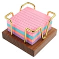 thumbnail image 1 of Walnut Sticky Note Holder, Self-Stick Note Pad Holder for Desk, Wood and Gold Metal Wire Notepad Dispenser, 1 of 8