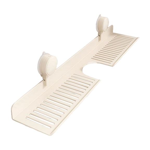 Walnut Suction Cup Bathroom Shelf, Wall Mounted Over Faucet Organizer for Bathroom & Kitchen Floating Storage(Beige,40cm)