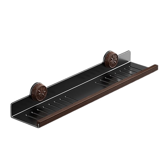 Walnut Suction Cup Holder, No Drill Wall Mounted Storage Rack for Bathroom Kitchen, Detachable Over Sink Shelf for Vanity Faucet Area, Shower Caddy Organizer for Tile Glass